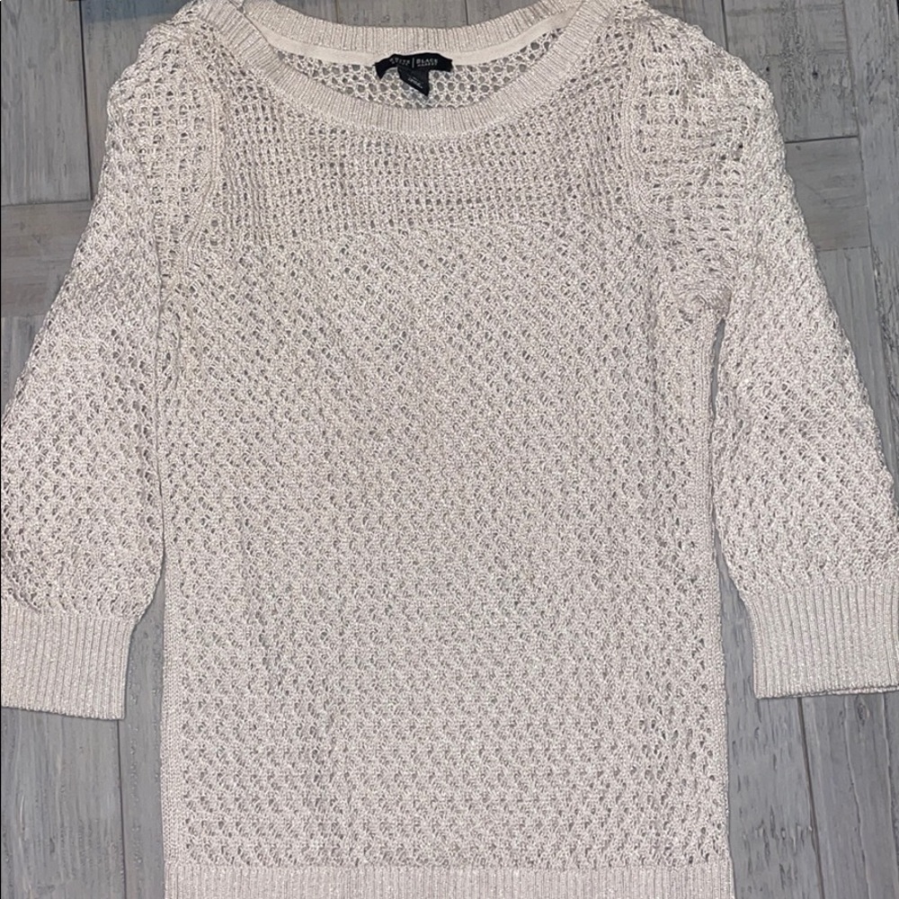WHBM NWOT 3/4 Sleeve Sweater Tan/Gold Size Large